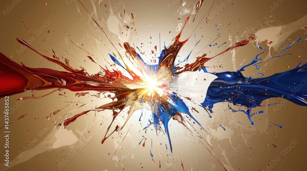 Poster conceptual background using french flag colors with bold artistic splashes