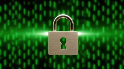 Enhanced security, a closeup view of lock on vibrant green background emphasizing safety and privacy