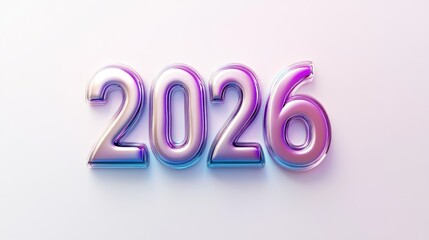 Year 2026, vibrant, metallic numbers