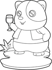 Hamster Red wine Animal Vector Graphic Art Illustration