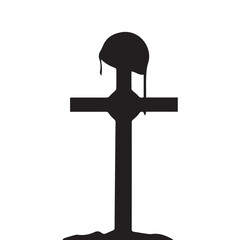 Military soldier's graveyard sign in vector art