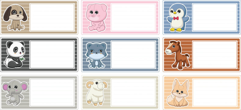 cute animal notebooks label