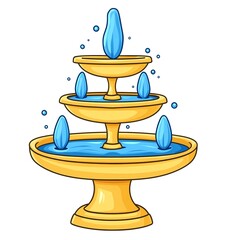 cute simple fountain clipart, style digital art graphic design cartoon vector illustration with white background