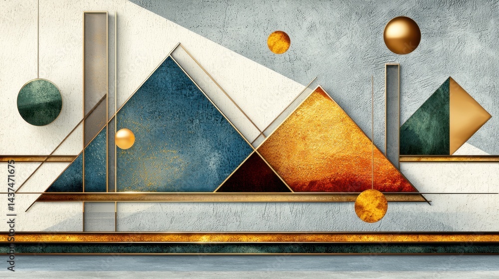 Poster elegant triangle-based abstract background with subtle texture and gold accents