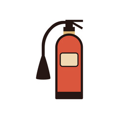 Flat Design Fire Safety Equipment Icon in Red and Black with Detailed Hose