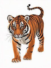 Obraz premium Vibrant Tiger Artwork High-Quality, Detailed Animal Illustration for Stickers