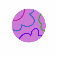 Colorful Abstract Planet with Wavy Lines Illustration