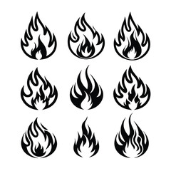 fire flame silhouette icon set