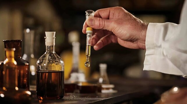 Scientific elixir analysis with various vials