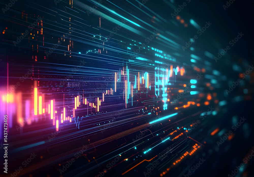 Poster technical financial graph on technology abstract background