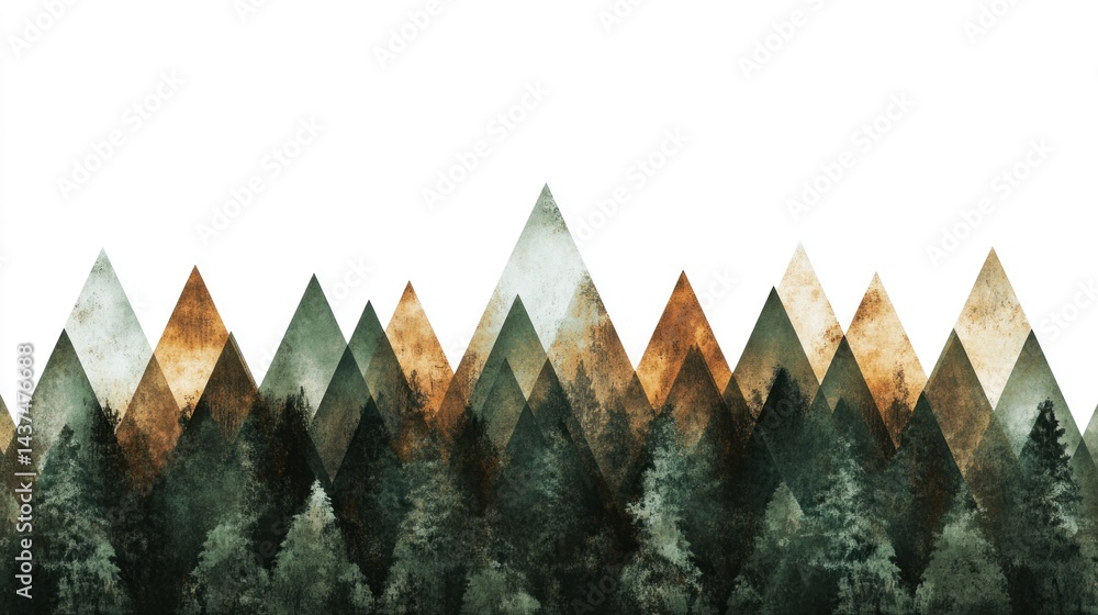 Poster abstract mountain range with forest