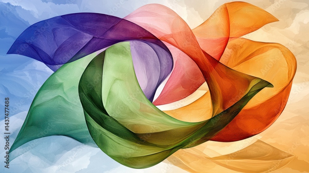 Poster french colors in abstract form with modern gradient swirls and texture