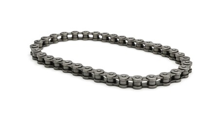 Obraz premium Metallic Chain: A close-up shot captures the strength of a steel chain, linking its intricate components together in a display of industrial design, perfect for illustrating mechanical concepts.