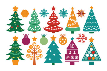 Obraz premium Stylized Christmas Tree Icons For Crafts