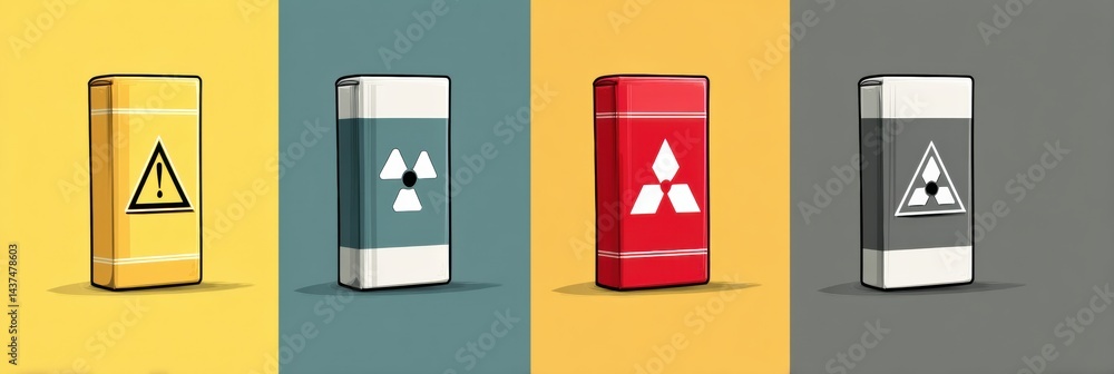 Poster toxic warning label transformation into cigarette pack shape illustrating health risks and hazards i