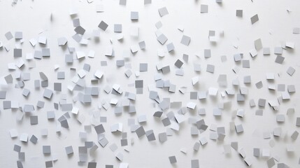 Abstract grey squares scattered on white background