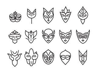 Obraz premium Party Masked Ball line art icon magical celebration theme