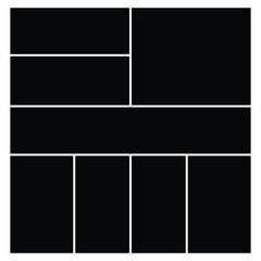 Photo collage template. Mood board grid. Square picture frame. Photography album layout. Vector&nbsp;illustration&nbsp;.EPS&nbsp;10&nbsp;. 