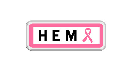 Panneau de sortie de Hem, Nord, Hauts-de-France avec Ruban Octobre Rose