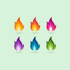 Colorful flames icon flat vector design
