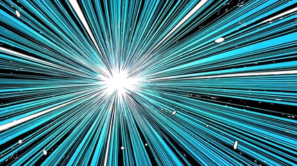 Abstract image shows radiating blue and white lines from a central bright spot.