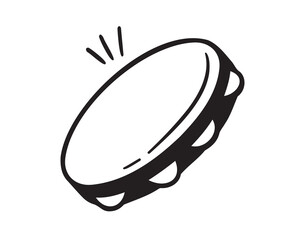 tambourine icon doodle hand drawn. Outline drawing tambourine line clipart symbol