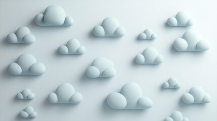 Light blue, rounded cloud shapes, subtly textured, arranged in a pattern on a light background