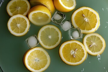 Citrus slices and ice in a refreshing drink