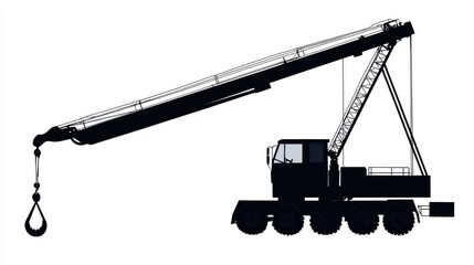 Heavy-duty crane silhouette, side view