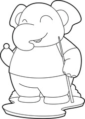 Elephant Billiard Queue Animal Vector Graphic Art Illustration