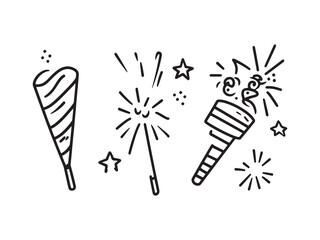 Party Popper line art icon simple party theme.
