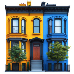 Fototapeta premium Colorful two sided house exterior