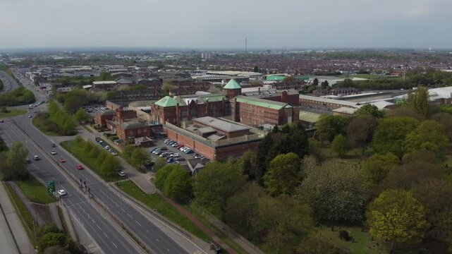 Drone 50fps. HMP Hull prison. Hull.UK