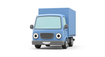 cartoon delivery mini truck wit boxes and gift isolated on white background