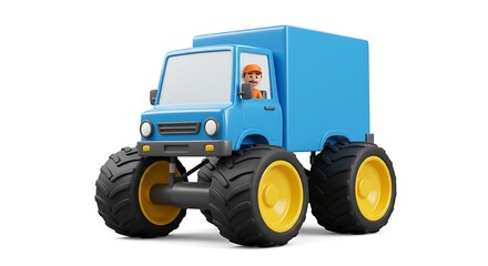 Obraz premium cartoon delivery truck isolated on white