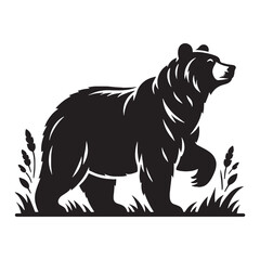 Minimalist bear silhouette vector ideal for contemporary design projects – bear silhouette – bear vector – bear illustration – silhouette of bear

