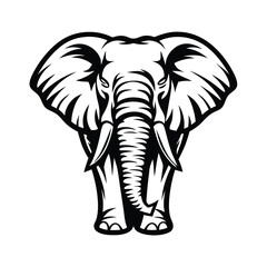 Majestic Elephant Bold Black and White Design, Isolated, Elegant