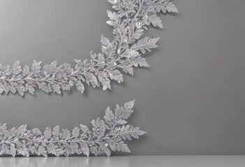Silver leaf lace border, shimmering metallic background,  leaves,  filigree