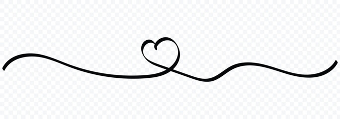 Heart lines. Continuous line drawing.Vector Illustration for heart, love, valentine, wedding. Double heart wavy line. Vector illustration
