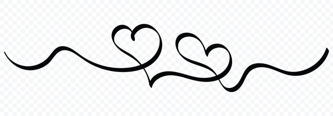 Heart lines. Continuous line drawing.Vector Illustration for heart, love, valentine, wedding. Double heart wavy line. Vector illustration