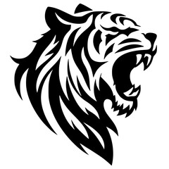 Tiger roar silhouette