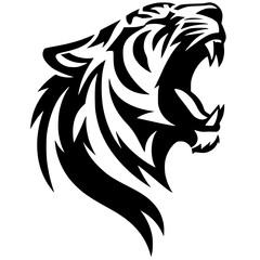 Fototapeta premium Tiger roar silhouette