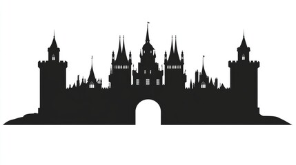 Fototapeta premium Silhouette of a large medieval castle