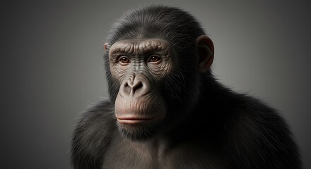 Chimpanzee Looking Left Portrait with Detailed Facial Features