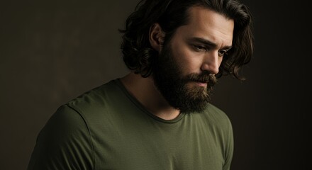 Naklejka premium Pensive Portrait: A Man's Contemplative Gaze