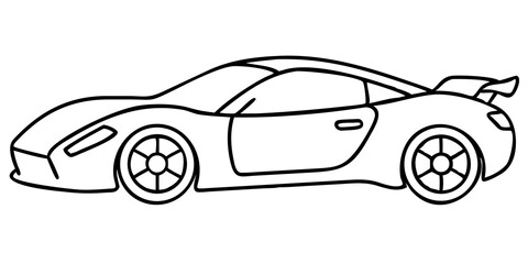 Sports Car Illustration, High-Speed Vehicle Sketch, Sleek Car Design Drawing