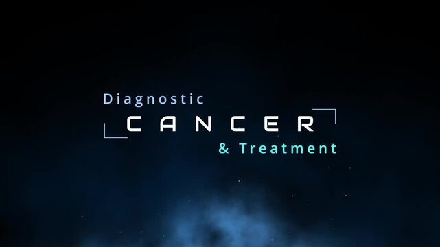 Oncology research animation and cancer research animation word cloud shows diagnostic and treatment of cancer like colonoscopy, immunotherapy and chemotherapy to fight carcinoms or metastasis leukemia