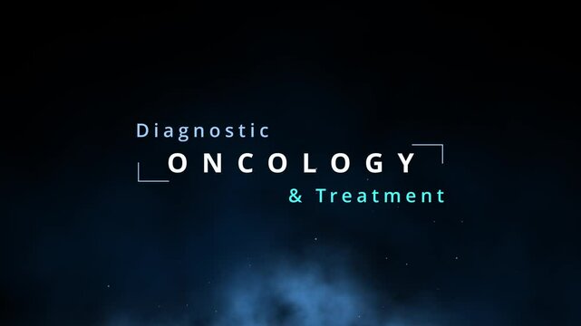 Oncology research animation and cancer research animation word cloud shows diagnostic and treatment of cancer like colonoscopy, immunotherapy and chemotherapy to fight carcinoms or metastasis leukemia
