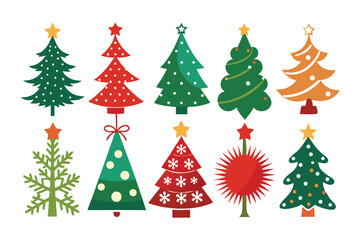 Obraz premium Simple Christmas Tree Icons For Winter Projects