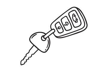 car key icon doodle hand drawn. Outline line drawing clipart symbol